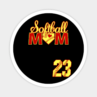 Softball Mom #23 Softball Jersey Favorite Player Biggest Fan Heart Magnet